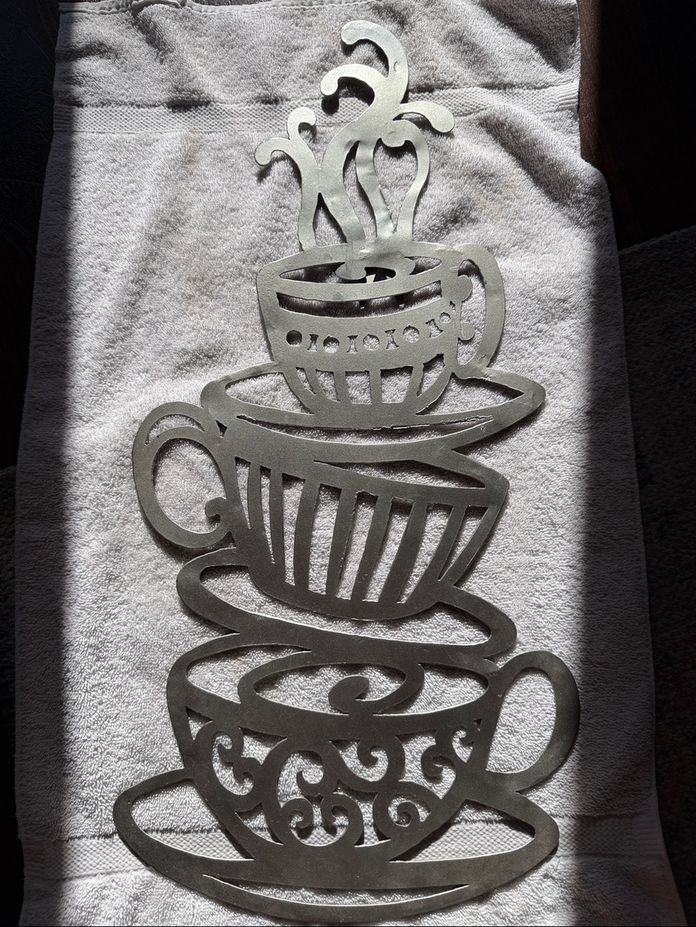 Decorative Stacked Teacup Wall Art - Silver